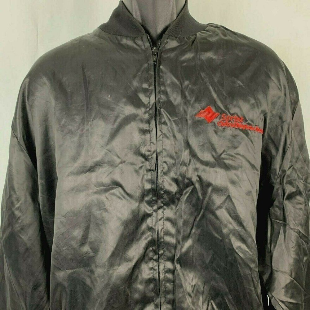 Vtg Jacket Factory Satin Bomber Jacket 2XL Black